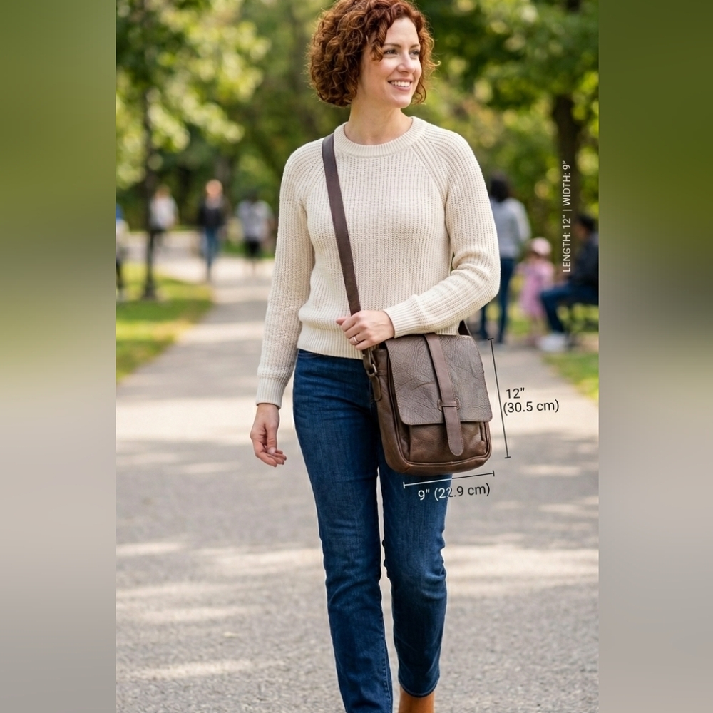 Danier Brown Leather Unisex Crossbody Bag
